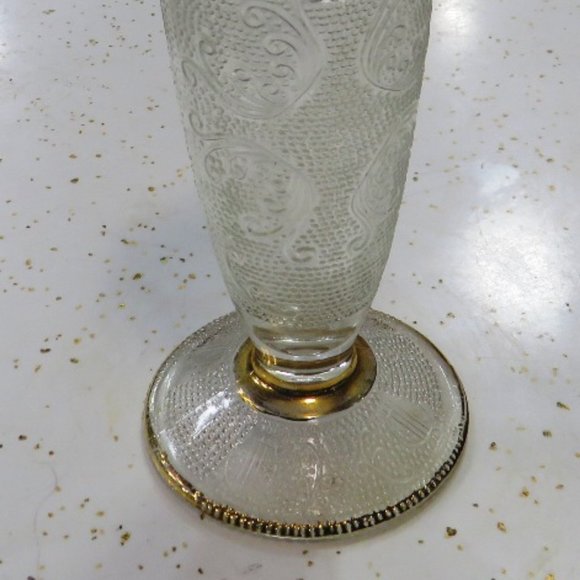 Jeanette Harp & Scroll Glass Bud Vase with Gold Trim - Picture 3 of 3